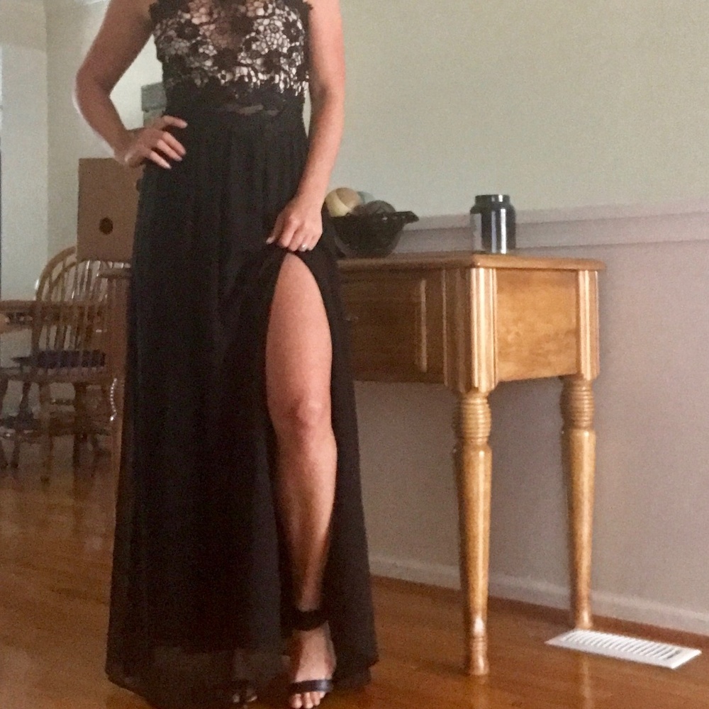 Prom or Formal Black and Nude dress